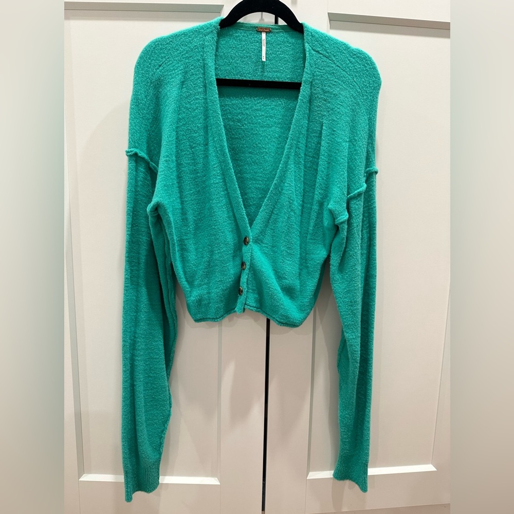 Free People Cropped Turquoise / Green Cardigan - NEW WITHOUT TAGS - Size Medium